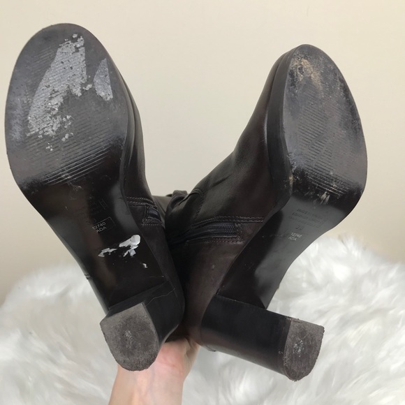 BRONX Tall Brown Chunky Heel Leather Boots - Picture 9 of 13